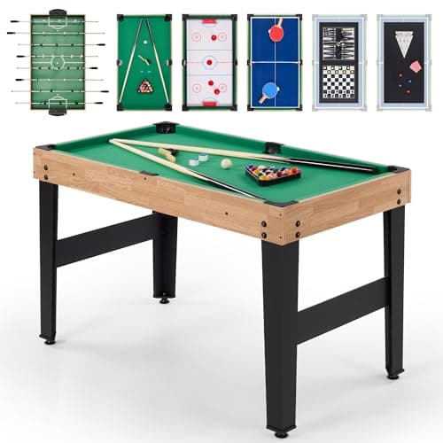 10-in-1 Foosball Table, 48" Combo Game Table - Ping Pong, Air Hockey, Pool, Soccer - All-in-One Game Table with Accessories for Indoor Outdoor Game Rooms and Family Game