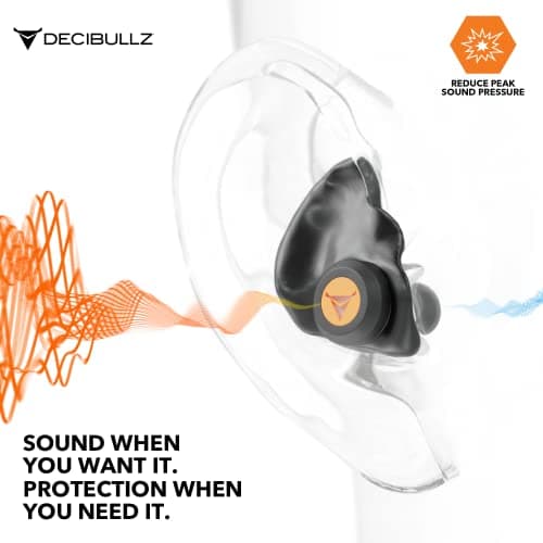 Decibullz Percussive Moldable Earplugs for Hunting & Shooting, Gun Range Hearing Protection for Shooters, Reusable Ear Plugs for Shooting Range