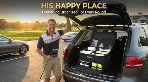 YOREPEK 2 Layer Golf Trunk Organizer, Golf Gifts for Men with Separate Ventilated Compartment for 2 Pair Shoes, Waterproof Car Trunk Locker for Balls, Tees, Clothes, Gloves, Accessories, Golfer Gifts