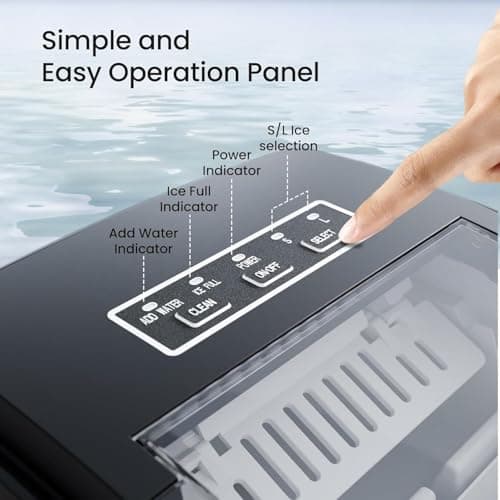 Kismile Ice Maker Countertop with 8 Bullet Ice in 6 Mins, Compact Countertop Design, Portable and Simple One-Touch Operation Efficient for Home/Office Use（Grey）
