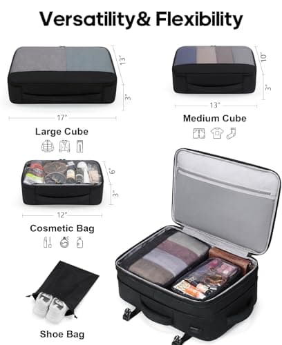 Bagsure Travel Backpack Carry On Backpack 42L Flight Approved, Expandable Laptop Backpack with Packing Cubes & Shoe Pocket, Water Resistant Luggage Backpack for Men Women, TSA Approved, Large Backpack