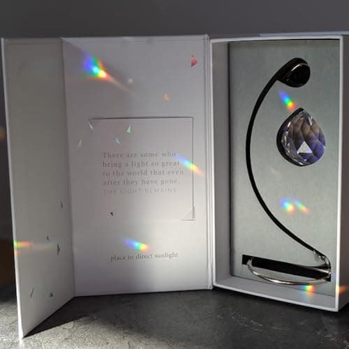 Memorialight Tabletop Sympathy Gift with Stand, Crystal Ornament Rainbow Maker, Unique Memorial Gift, Loss of Family & Loved Ones, Miscarriage or Grief Gift, Best for Bereavement & Daily Remembrance