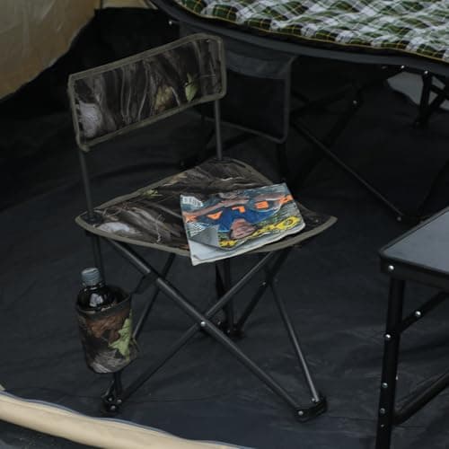 REDCAMP 2 Pack Tripod Hunting Chairs for Blinds, Folding Lightweight Portable Fishing Chair for Adults Hunting Stools with Backrest, Golf Chairs for Spectators, Camo