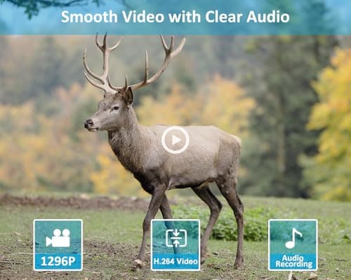 GardePro E5S Trail Camera (Non-Cellular, Non-WiFi), 64MP Photo & 1296P HD Video, 0.1s Trigger, 100ft No-Glow Night Vision, Motion Activated Wildlife Camera