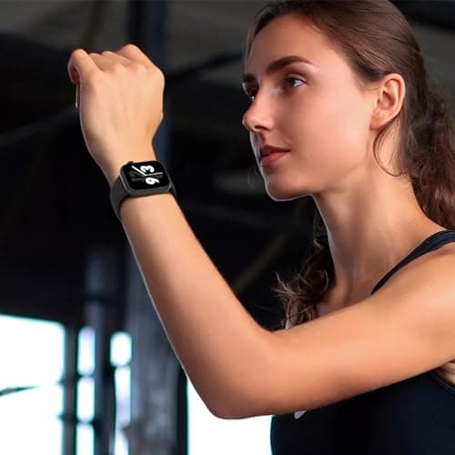 Sport Band Compatible with Apple Watch 38mm 40mm 41mm 42mm 44mm 45mm 46mm 49mm, Replacement Soft Silicone Strap Wristbands for iWatch Series 10/9/8/7/6/5/4/3/2/1 Ultra SE Women Men, Black