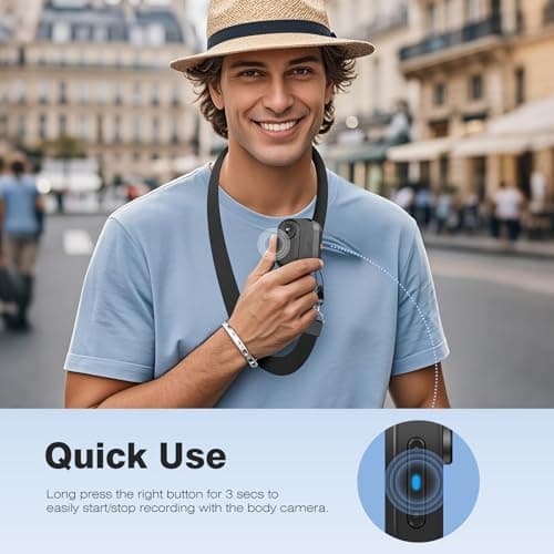 rgjzkgn 128GB Body Cameras with Audio and Video Recording: 1080P FHD Thumb Size Bodycam, Sports Action Body Camera, Wearable Pocket Camera Body Cam for Work, Travel, Fishing, Pet Walking, Outdoor