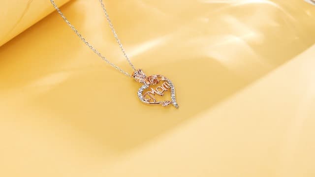 Mom Birthday Gift, Mothers Day Gift, Christmas Gift, Jewelry Gifts for Mom from Daughter Son Desimtion Sterling Silver Eternal Rose Heart Mom Necklaces for Women B0BYYLBBTJ