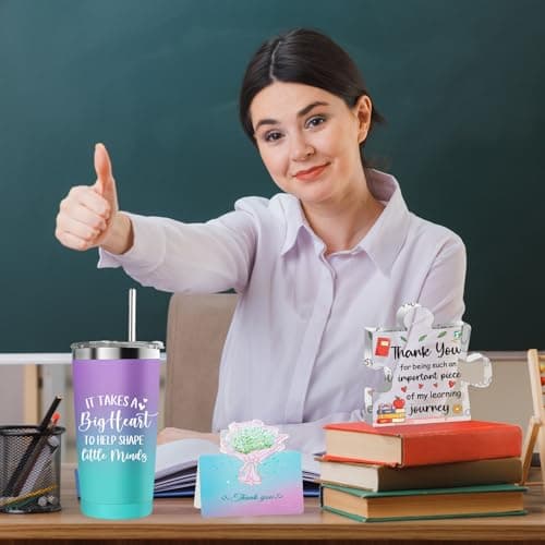 Teacher Gifts for Women, Christmas Teacher Appreciation Gifts from Student, Best Teachers Tumbler, Acrylic Plaque, Back to School Birthday Retirement Thank You End of Year Gift for Teachers