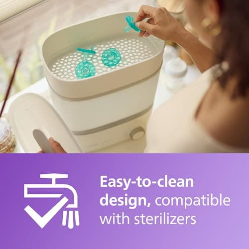 Philips Avent Soothie Orthodontic Baby Pacifiers, 100% Silicone Pacifiers, One Piece, BPA-Free, for Babies 3-18 Months, Green, 4 Pack, Model SCF192/45