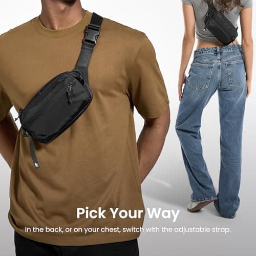 tomtoc tomtoc 1.5L Sling Bag with RFID Blocking, Crossbody Bag Minimalist Chest Shoulder Pack for Men and Women, Water-resistant Lightweight Casual Waist Fanny Pack for Travel, Daily Use