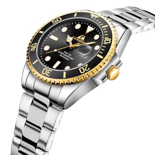 LN LENQIN Mens Watches Stainless Steel Waterproof Analog Quartz Watch for Men with Date Luminous Fashion Wristwatch