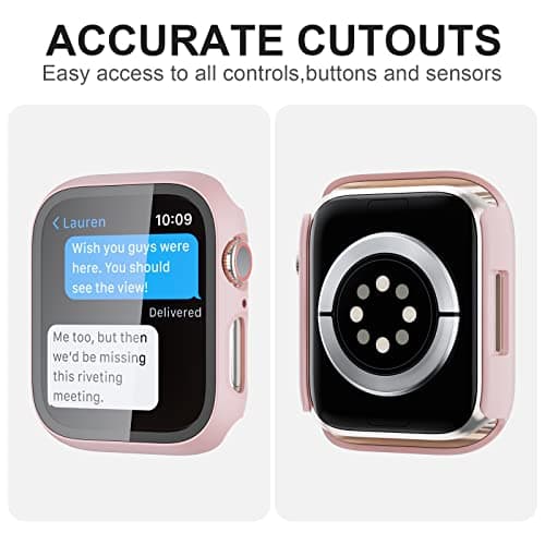2 Pack Case with Tempered Glass Screen Protector for Apple Watch Series 3/2/1 38mm,JZK Slim Guard Bumper Full Coverage Hard PC Protective Cover HD Ultra-Thin Cover for iWatch 38mm,Pink+White