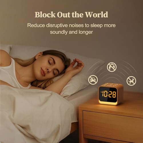 Housbay Wooden Sound Machine Alarm Clock for Bedrooms - Gentle Wake-Up with Birdsong, White Noise for Sleeping, Small Digital Clock for Phone-Free Routine