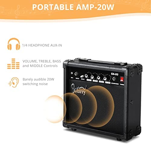 GLARRY 39" GST Series Electric Guitar Kit with Amp for Beginner Starter, HSS Pickups Full Size Guitar Included Digital Tuner, Strings, Picks, Tremolo Bar, Shoulder Strap, and Portable Case (Dark Blue)