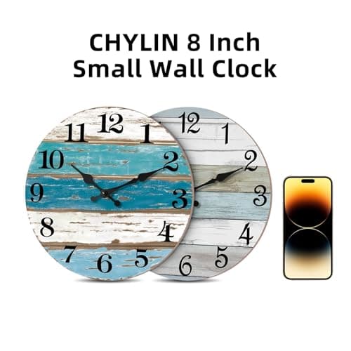 CHYLIN Wall Clock, Silent Non Ticking Battery Operated, Rustic Coastal Country Clock Decorative for Bathroom Kitchen Bedroom 8