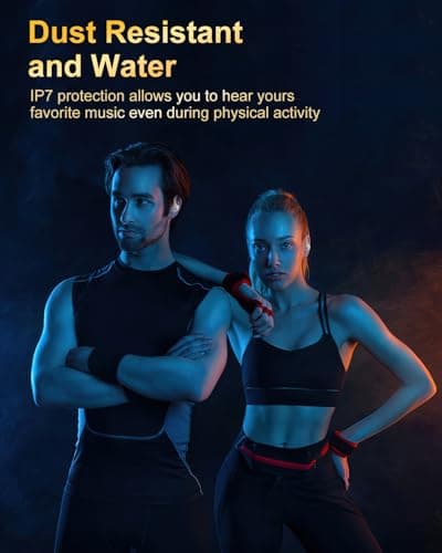 Wireless Earbuds, Bluetooth 5.4 Headphones Sport, Over Ear Buds With ENC Noise Cancelling Mic, 48H, Wireless Earphone With Earhooks, Stereo Deep Bass, IP7 Waterproof ear bud for Workout Running, White