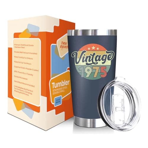NewEleven 50th Birthday Gifts For Men Women - 1975 50th Birthday Decorations For Him Her - Present For Men Women Turning 50 Year Old Gifts For Mom, Dad, Wife, Husband - 20 Oz Tumbler