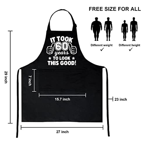 30th 40th 50th 60th 65th 70th 75th Birthday Gifts for Men, Chef Aprons for Men with 3 Pockets