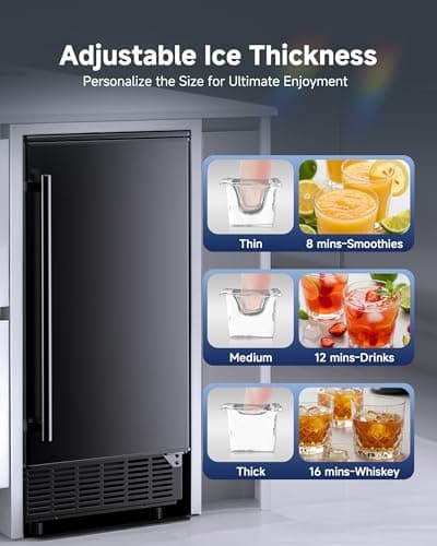 Commercial Under Counter Ice Maker with Drain Pump, Produces 85Lbs Daily Output, 24Lbs Storage Capacity, Self-Cleaning, 24H Timer, Built-in Freestanding Design, Ice Machine for Home, Bar, Cafe