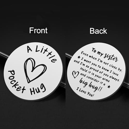 iJuqi Pocket Hug Token Keychain Keepsake Long Distance relationship inspirational Sobriety Gifts for Women Men Double Sided