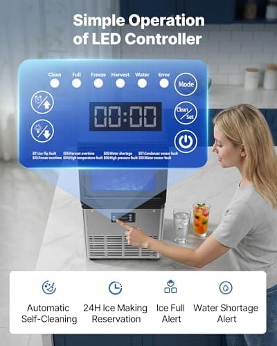 VEVOR Commercial Ice Maker Machine, 265 lbs/24h with 85 lbs Storage Capacity, Built-in/Freestanding/Under Counter, Stainless Steel Ice Maker with LED Display & Self-Cleaning, for Home Bar Restaurant