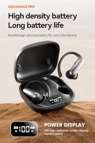 CuiSuto Ear Buds Wireless Earbuds Bluetooth Headphones with 60H Playtime LED Display Case, Over-Ear Hook with Mic, Stereo Sound, Easy Button Controls, Sports Earphones for Running Workout Gym Black