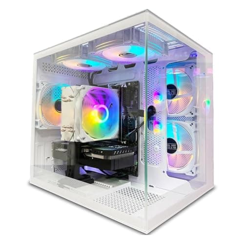 suevery Desktop Computers,32G RAM,1TB NVMe SSD,Core i5-12400F,RTX 3050 6G,Prebuilt Gaming PC,Tower Computer Gamer,Work,VR,4K,Home and Business WiFi 6 White