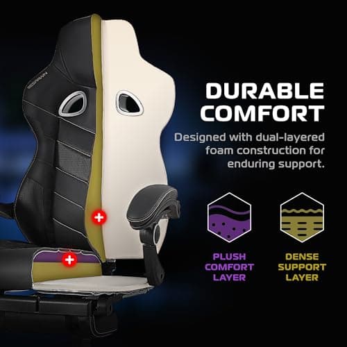 Respawn 110 Pro Ergonomic Gaming Chair with Footrest for Adults - Comfortable Office Gaming Recliner with Lumbar Support and Headrest, Racing Style Video Game Chairs for Computer Gamer - Gray Fabric