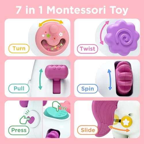 iPlay, iLearn Baby Unicorn Activity Cube, Infant Busy Cube Montessori Toy for 1 Year Old, Babies Carseat Plane Travel Toy, Toddler Sensory Development Learning Birthday Gift 6-9-12-18 Months 2 3 Years