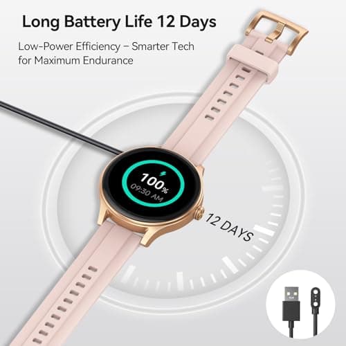 Smart Watches for Women (2 Bands), 1.27" Round Fitness Watch for Android iPhone with Bluetooth Calls (Make/Answer), AI Voice Command, Heart Rate/SpO2/Sleep Monitor, 12 Days Battery, IP68 Waterproof