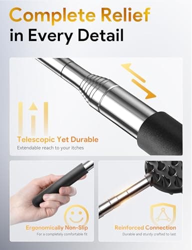 TUKUOS Telescoping Back Scratcher with 4Pcs Detachable Scratching Heads, Fathers Day Dad Gifts for Men Back Scratcher for Men/Dad/Women