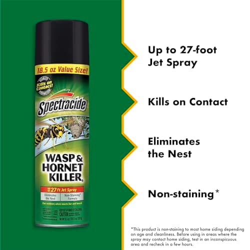 Spectracide Wasp & Hornet Killer Aerosol Kills Wasps, Hornets And Yellow Jackets On Contact & Eliminates The Nest, 12 Pack