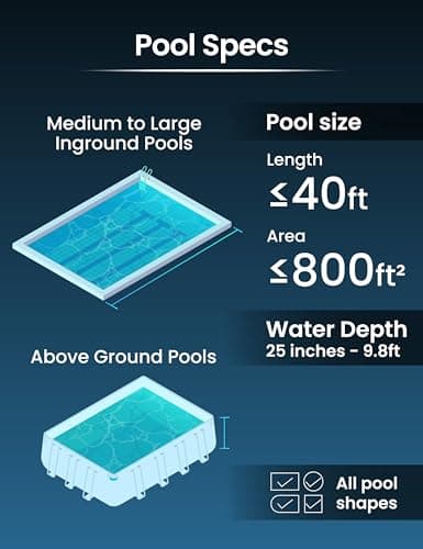 KOKIDO Rechargeable Heavy Duty Pool Leaf Vacuum Cleaner, Commercial Power Suction for Pool Closing, Standard and Fine Filter Bags, for Larger Leaves and Debris, Inground and Above Ground Pools XV910