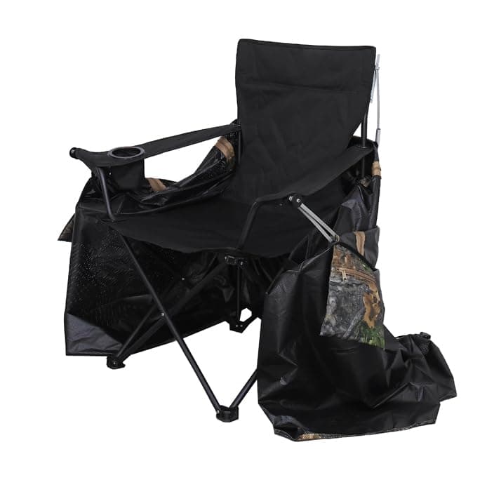 See-Through Hunting Ground Blind with Built-in Chair for Deer Hunting - 1 Person Pop-Up Camouflage Tent