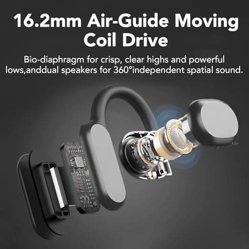 Open Ear Bluetooth 5.3 Earbuds,Wireless Headphones Sport Over Earphones Built-in 4 Mic with Ear Hooks 75H Playtime,Bluetooth Ear Buds with LED Digital Display,IPX5 Waterproof for Running Fitness/Black