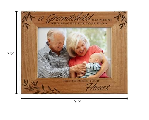CEDAR CRATE MARKET Grandparent Gifts, Grandparent Picture Frame - Laser Engraved Natural Alder Wood Horizontal Photo Frame, Easel Back, Wall Mount Fits 5x7 Horizontal Portrait Sentimental Gift
