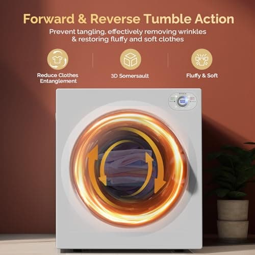 ROVSUN 25LBS Full Automatic Washing Machine and 2.6CuFt Portable Clothes Dryer Set, Electric Laundry Washer and Dryer Combo Set with Stainless Steel Inner Tub, for Apartment, Dorms, Home