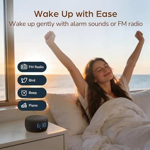 BUFFBEE Alarm Clock with Bluetooth Speaker & FM Radio for Bedside – Gradual Wake-Up Sounds, Fully Dimmable Display & Ambient Night Light, Plug-in Digital Clock for Bedroom