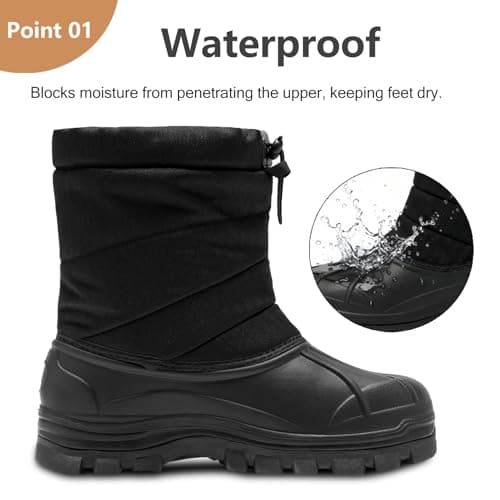 TRAILBLITZ Men's Winter Snow Boots Waterproof Warm Lightweight Non Slip Fur Lined for Outdoor Comfortable Casual Cold Weather