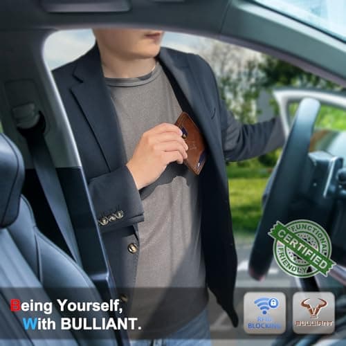 BULLIANT Men Wallet, Slim Leather Wallet Front Pocket Card Holder Gift For Men 11 Slots RFID Blocking