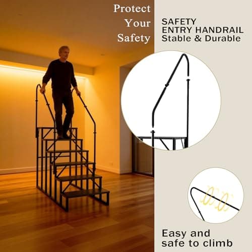 Step Ladder, 6 Step Stool with Handle, Heavy Duty Pool Ladder Above Ground 660Lbs, Camper Steps Outdoor Steps RV Stairs for Reaching High, Portable Home Stairs for Travel Trailer