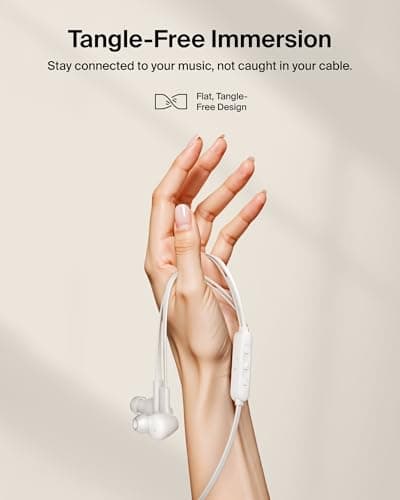 Belkin SoundForm Active Noise Cancelling Earbuds Wired with USB C Connector, IPX5-Rated, in-Ear Earphones w/Microphone for iPhone 17/16/15, iPad mini, Galaxy S25, Google Pixel 10, & More - White