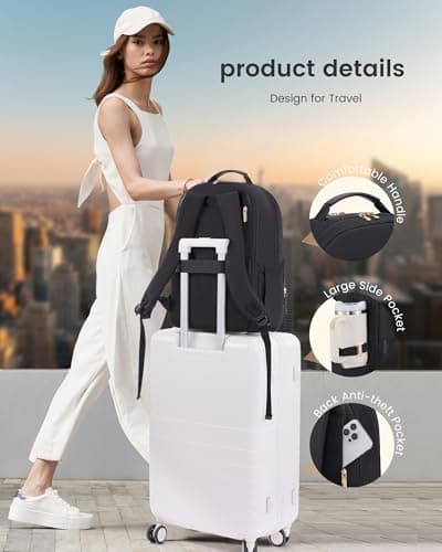 LOVEVOOK Laptop Backpack for Women with 2X Extra-Large Tumbler Pockets, 15.6" Work Backpack Purse, Travel Personal Item Bag, Carry On Business Computer Bag for Office, School, or Gift, Sage Green