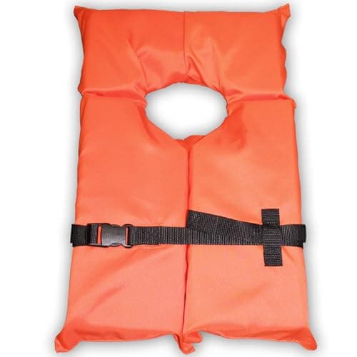 6 Pack Coast Guard Approved Life Jackets. High Visibility Color Type II Keyhole Life Vest in Classic May West Style. Compliance Flotation Device