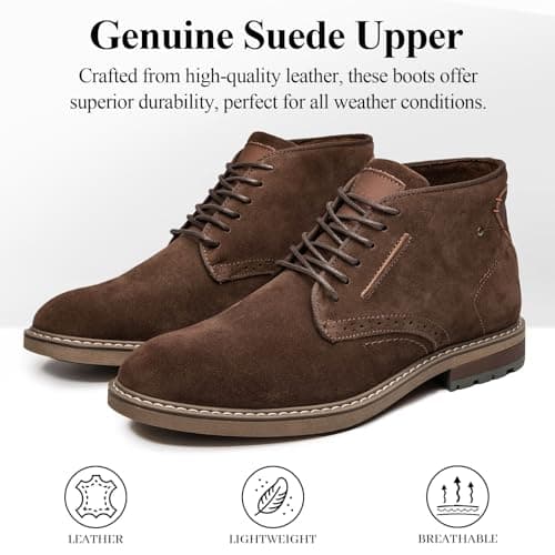 Arkbird Mens Chukka Boots, Genuine Suede Leather Classic Fashion Casual Ankle Lace-up Dress Boots for Men