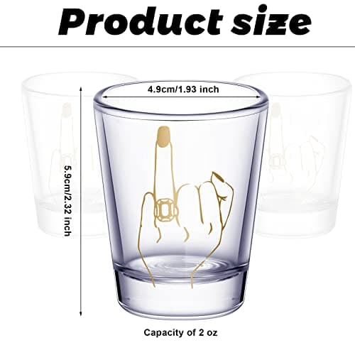 Mimorou Bride and Groom Glasses 2 Pieces Ring Finger Wedding Funny Bride Wine Glass 2 oz Mr and Mrs Engagement Gifts Stemless for Newlyweds Couples(Classic,1.93 Inch)