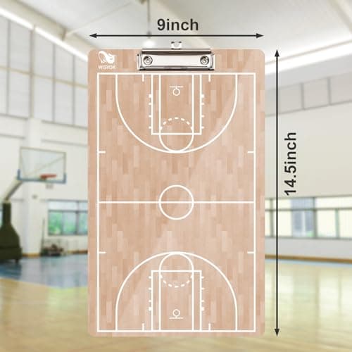WISYOK Double-Sided Basketball Coaching Clipboard, Dry Erase Board for Coaches, Ideal Basketball Coach Gift