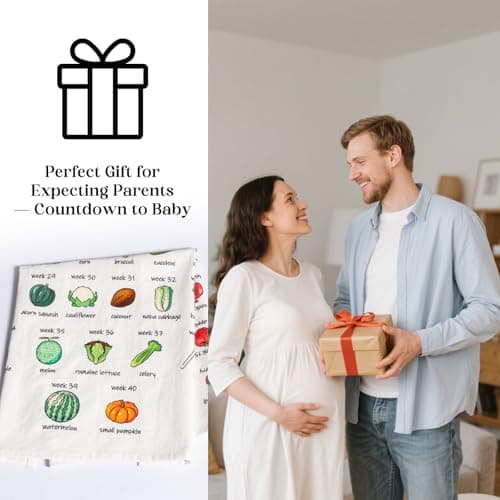 Baby Size Tea Towel - Weekly Baby Growth Tracker In Fruit & Veg First Time Mom To Be Musthave Pregnancy Announcement Congratulation Pregnancy Gift For Expecting Parents Couple Countdown Maternity Gift
