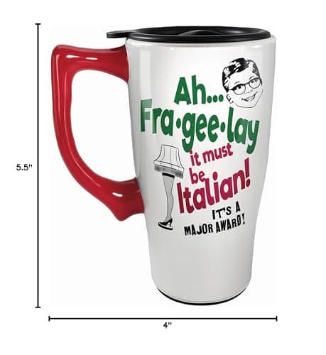 Spoontiques - 12815 Spoontiques A Christmas Story Leg Lamp Ceramic Travel Mug, 18 ounces, White