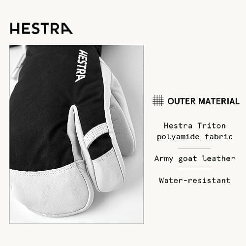 Hestra Army Leather Heli Ski Glove, 3-Finger Snow Glove for Skiing & Snowboarding for Men & Women